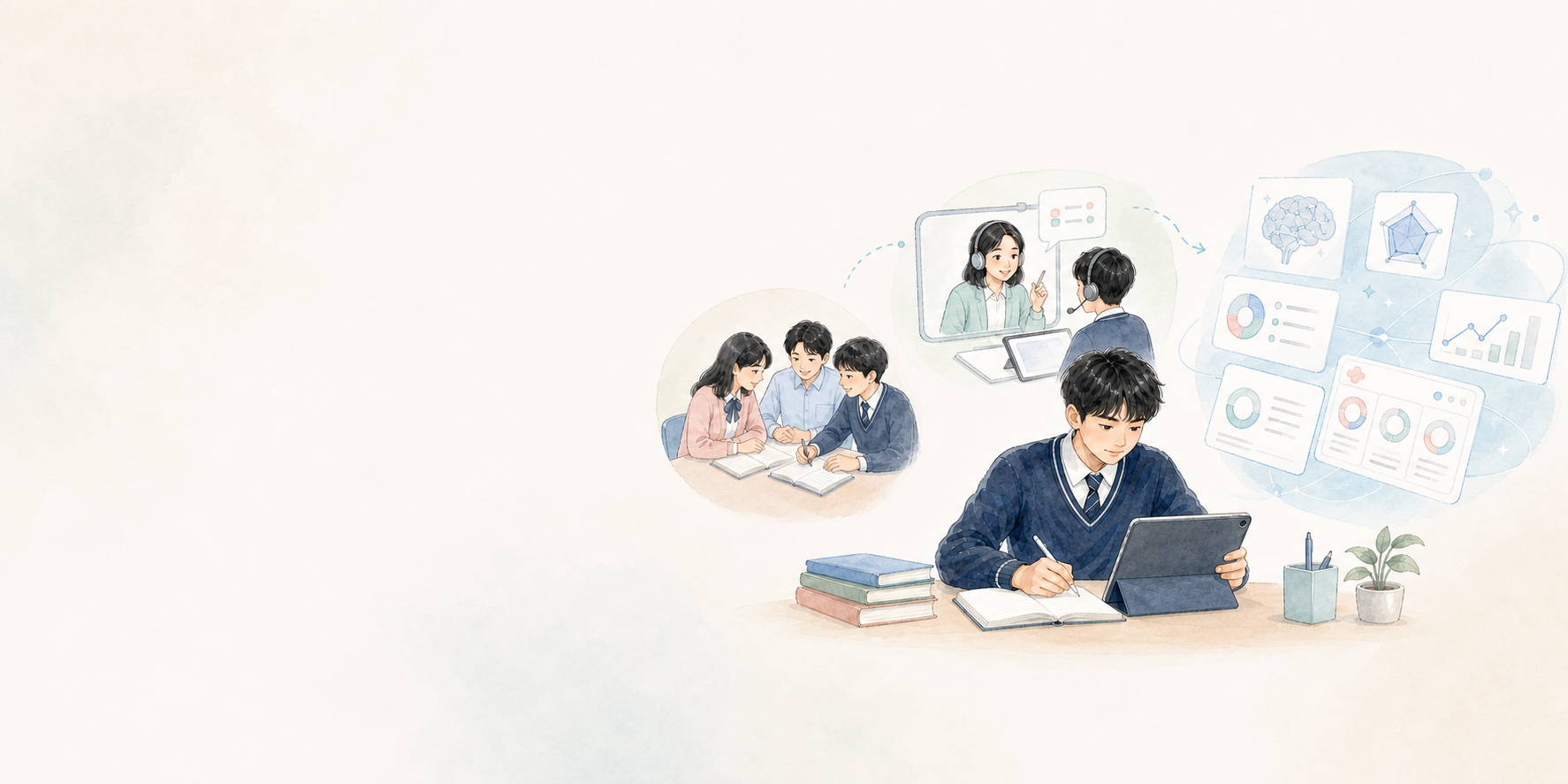 學生在課堂使用系統作答，系統自動批改